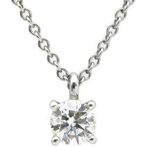 Tiffany Co Solitaire Diamond Pendant Necklace Platinum Silver Single